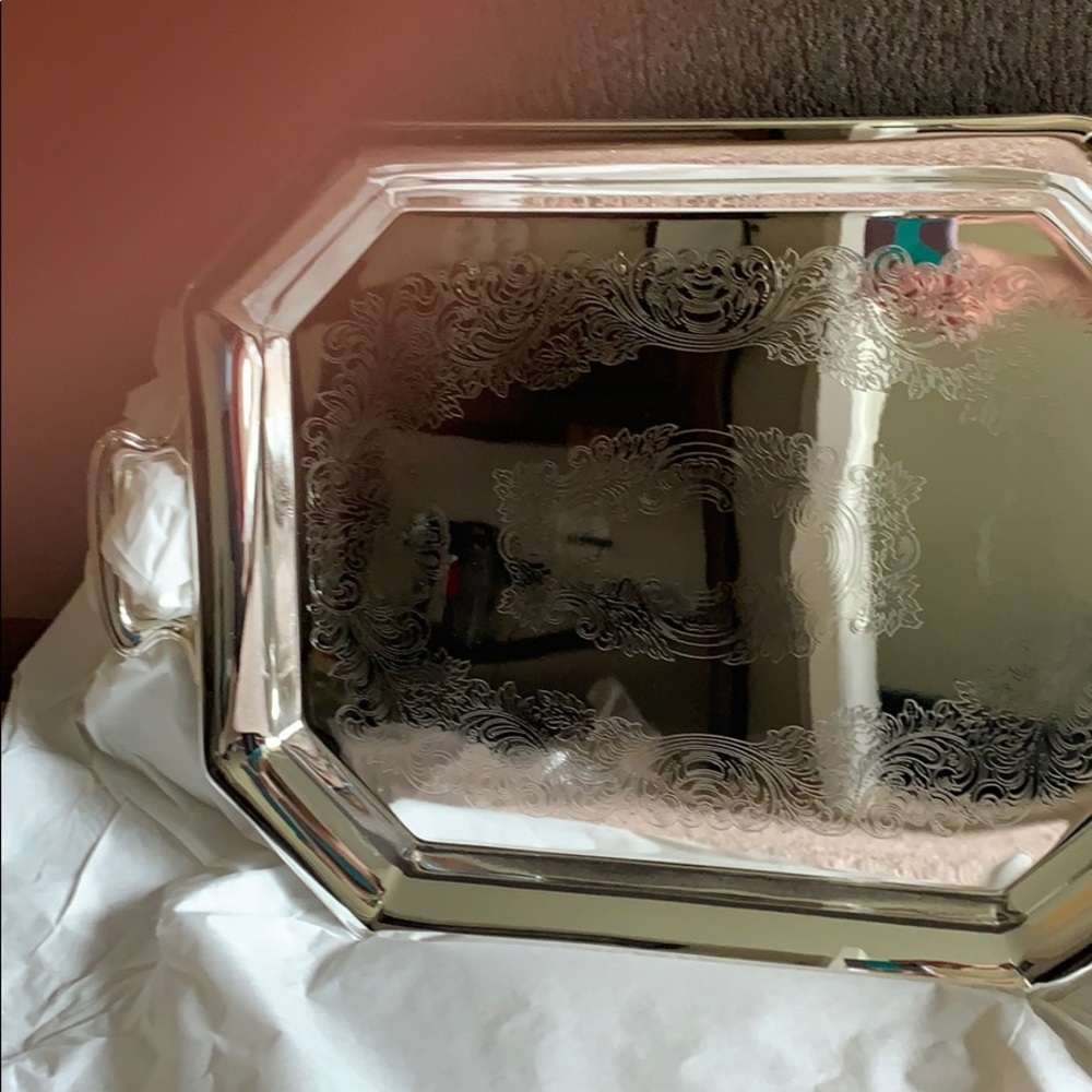 Silver serving tray
